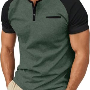 Sailwind Men's Cotton Henley Short Sleeve Casual T-Shirts with Pocket
